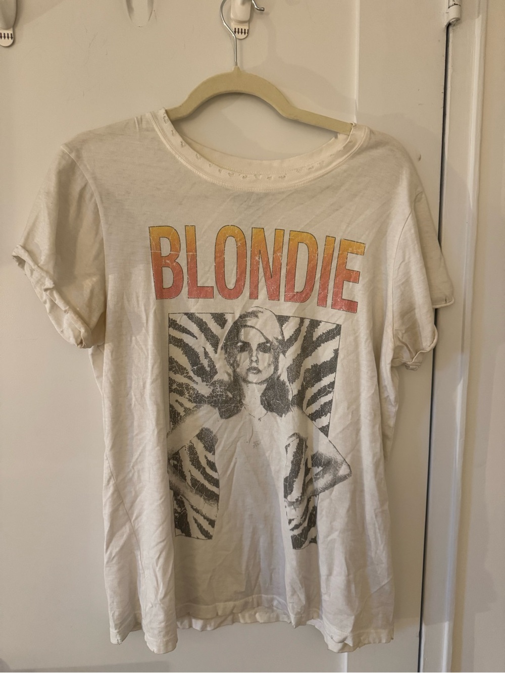 Recycled Karma Blondie Tee - Cream with Orange-Yellow Graphic